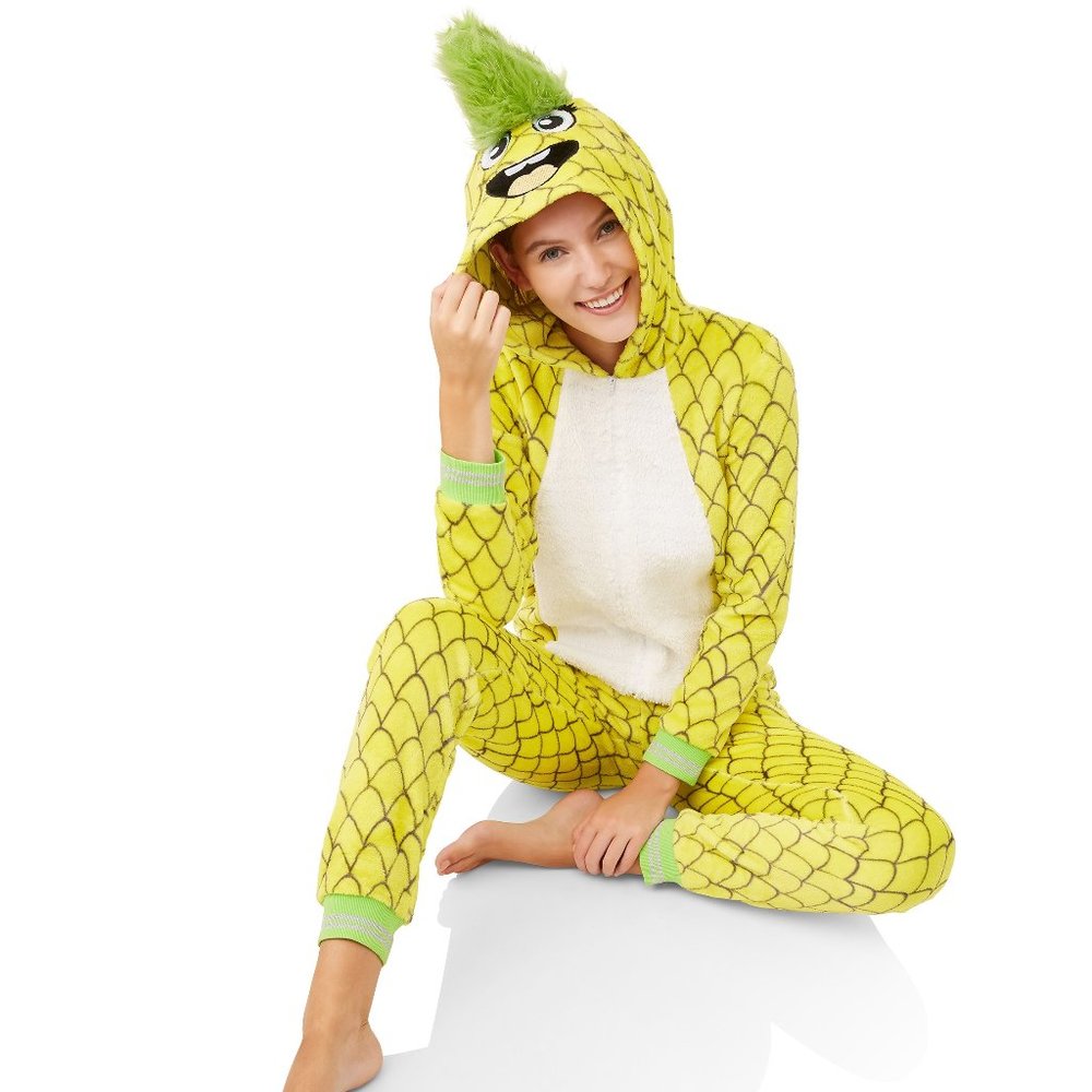 Secret Treasures Lime Green Plush Monster Hooded Onesie